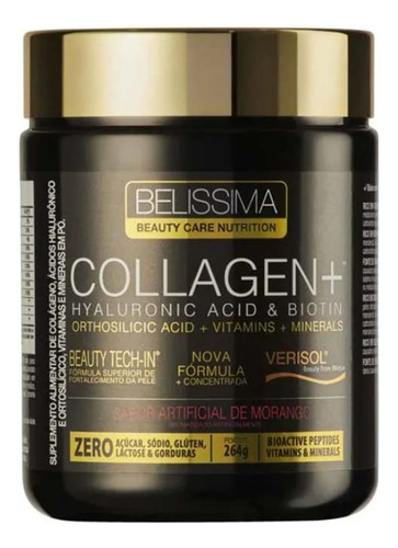 Collagen Plus 264 Gr Colágeno Sabor Morango Belissima