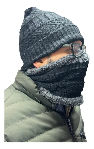 Kit 3 Pieza Gorro +cuello+ Guantes Termico Chao Frio Unisex Negro X 3 Unico