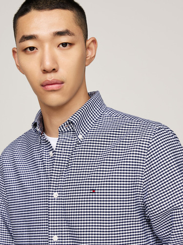 Camisa Heritag Gingham Regular Fit Azul Tommy Hilfiger