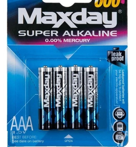 Pilas Baterias Super Alcalinas Aaa Maxday 1,5 V Alta Calidad