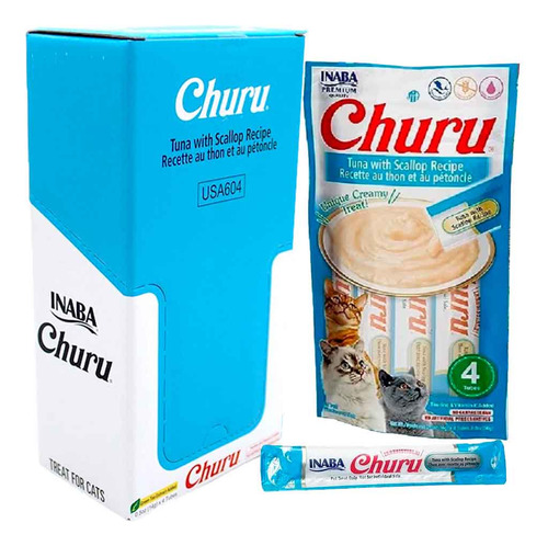 Paq 20 Pz Churu Premios Para Gato Atún Con Vieiras +