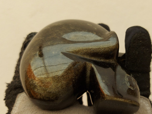 Cráneo Tallado En Obsidiana Dorada Artesanal (Usado)