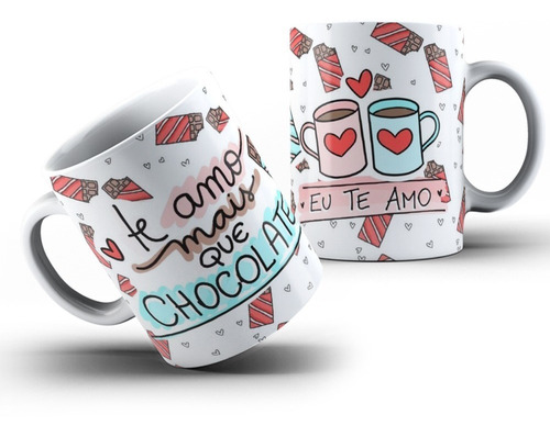 Imagem 1 de 2 de Caneca Namorados Eu Te Amo Mais Que Chocolate - 325ml