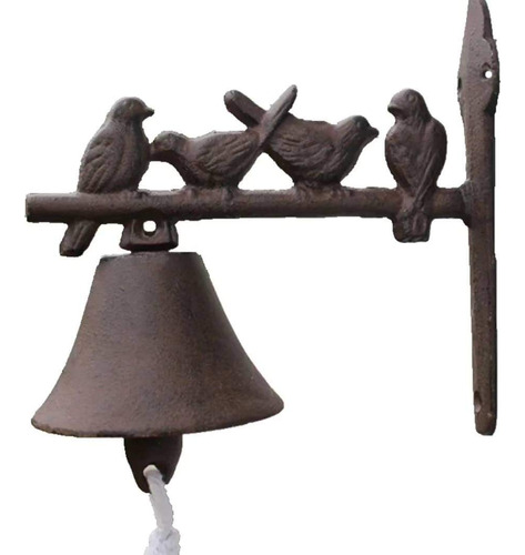 Campana De Hierro Pajarito Vintage Decorativa Mural 