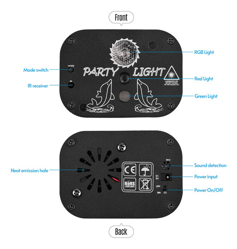 Imagem 6 de 9 de Muslady Igb-t818 Mini Projetor Luz Stage Beam Luzes Usb