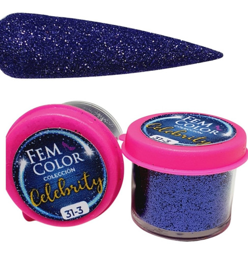 Gibre Glitter Decoracion Uñas Nails Blue Dk 31-3 Femcolor