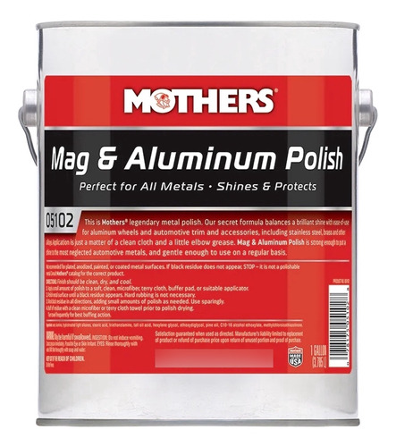 Pulitura Para Metales Magnesio Y Alumino Mothers - Galón