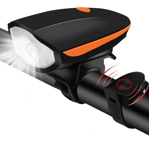  Farol Bike Recarregável Usb Buzina Lanterna Luz  Forte