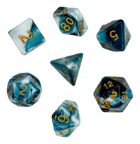 Comprar Set De 7 Dados Juegos De Rol Azul Oscuro Y Blanco Marmoleado