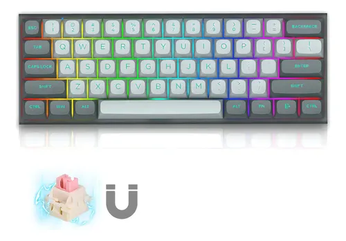 Teclado Mecânico E-yooso Hz61 Rgb 8000Hz Qwerty Switch Magnético Branco/Cinza Inglês US
