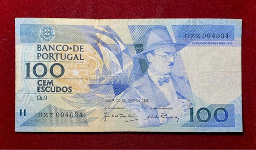 Billete 100 Escudos Portugal 1988 Pick 179 E.5 Pessoa