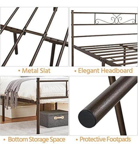Base De Cama Matrimonial Yaheetech Color Bronce