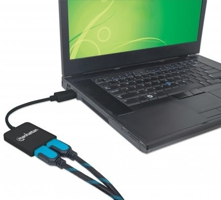 Video Splitter Manhattan Displayport 1dp In:2hdmi Out Usb/ms