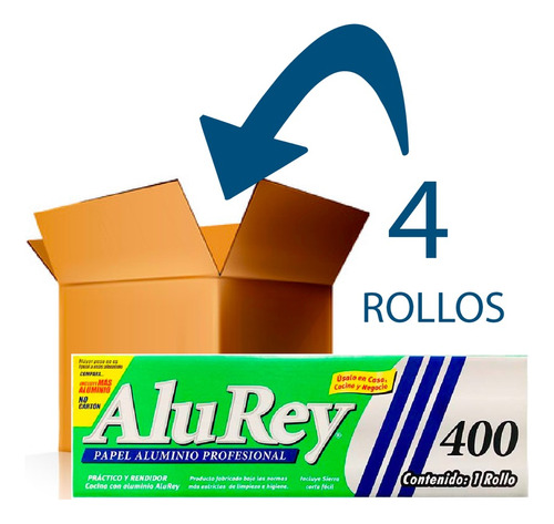 Papel Aluminio Alurey 400, 4 Rollos De 80m X 29 Cm, Oferta