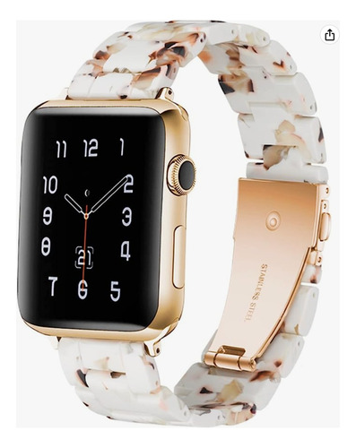 Correa Apple Watch Resina Tipo Cerámica Ambar Y Turrón