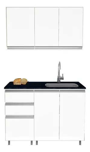 Mueble Cocina Alacena Y Bajo De 110 Blanco Perfil J Aluminio