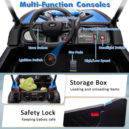 Auto Eléctrico Acekool 2 Plazas Utv 24 V 7 Ah Todoterreno Color