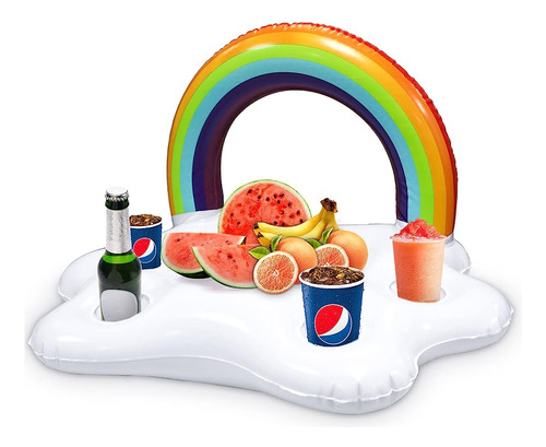 ~? Newmemo Inflable Rainbow Cloud Drink Holder Floating Beve
