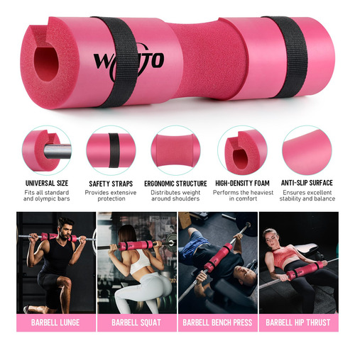 Set De 8 Pads Para Barbell Walito Hip Thrust Y Squat Rosado