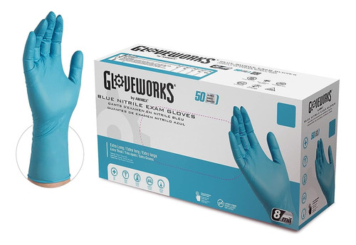 Guantes Nitrilo Azul Hd Medical Gloveplus - 8 Mil, 12 