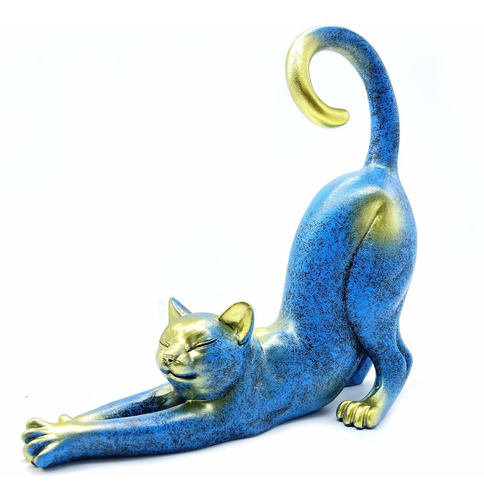 Estatua Estirado Gato Escultura Regalo Para Amante Arte