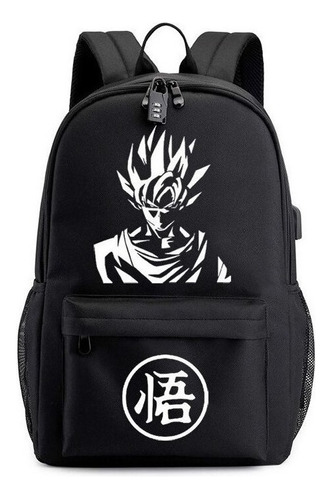 Mochila Escolar De Goku, Luminosa, Con Carga Por Usb, Negro