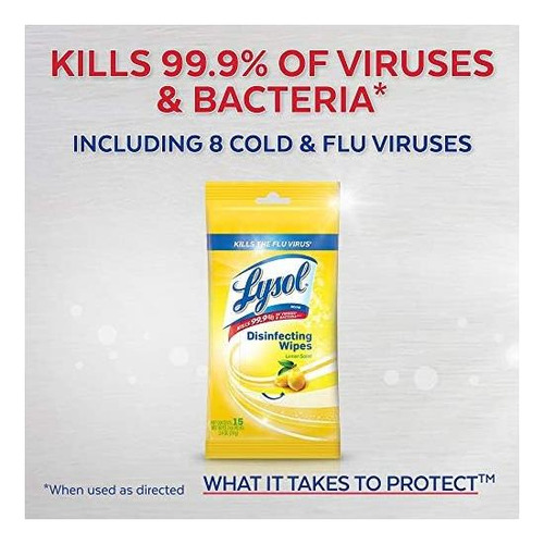 Lysol Desinfectando Toallitas Para Llevar, Aroma De Limón,