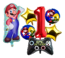 Comprar Set Deco Mario Bross + Globo Numero De 70cm + Joystick