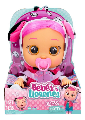 Cry Babies Muñeca Dressy Con Pelo Peina Dotty Bebe Lloron