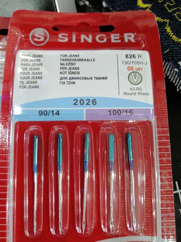 Agujas para máquina de coser Singer Jeans 2026 826r 90 14 100 16
