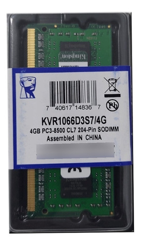Kingston Memoria Ram Ddr3 1066 Pc3-8500 Mhz  4gb  Laptop