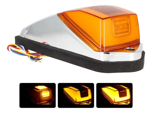comprar Plafon Zepelin 6 Led Cob Ambar Estrobo Cromo Grande 12-24v