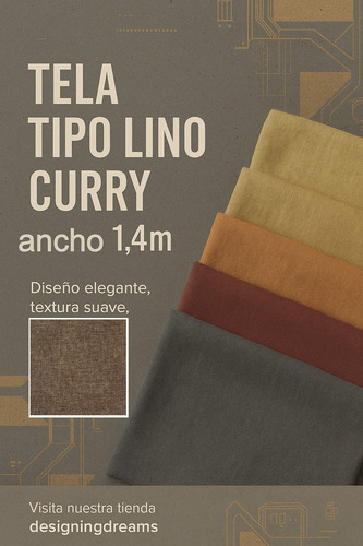 Tela Lino Curry Tramo 5m X 1.4m Colores Premium Marrón Claro Liso