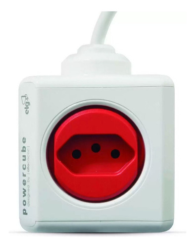 Adaptador Tomadas Power Cube 5 Tomadas 1.5m Bivolt Vermelho