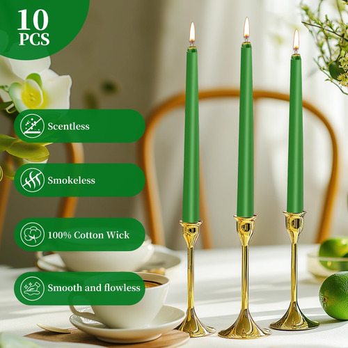 Konni 0.87 × 10 Pulgadas De Velas Cónicas Verdes, Velas Alta