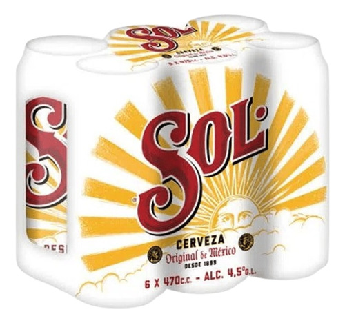 Pack 6 Cervezas Sol Lata 470cc