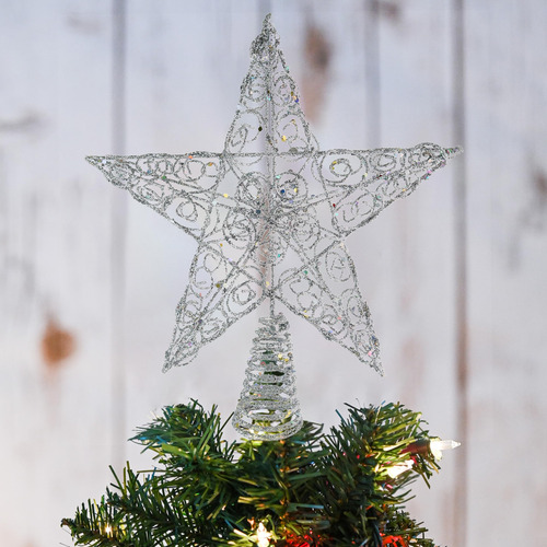 Decoración Estrella Plateada Remolino 3d Para Árbol Navidad