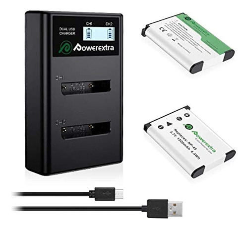 Powerextra 2 Baterías Y Cargador Usb Doble Con Pantalla Lcd