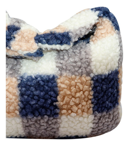 Bolso De Mano Textura De Borrego Print De Cuadros