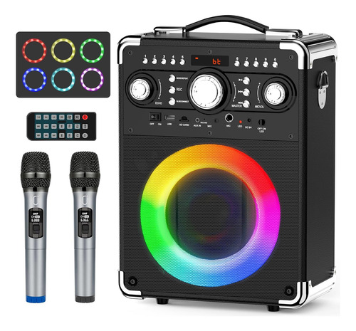 Máquina De Karaoke, Sistema Pa Portátil Con 2 Micrófonos Ina