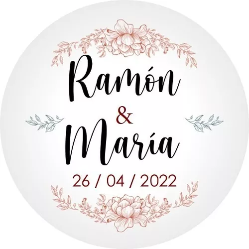 Pegatinas Personalizadas Boda Adheribles 100 Pz 12cm