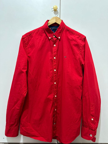 Camisa Tommy Hilfiger Original Talla L Regular Fit Rojo 