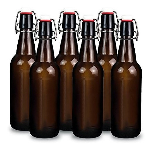 Yeboda 16 Oz Botellas De Cerveza De Vidrio Ambar Para La Ela