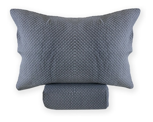 Cubrecama Queen Size Stone Washed Calidad Premium Color Gris Celine