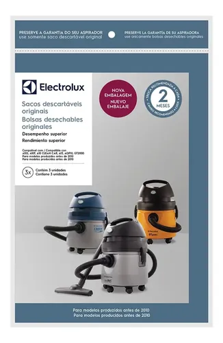 Kit 3 Sacos de aspirador de pó CSE09 compatível com A10S, A10T, A10 e GT2000 Antigos Electrolux