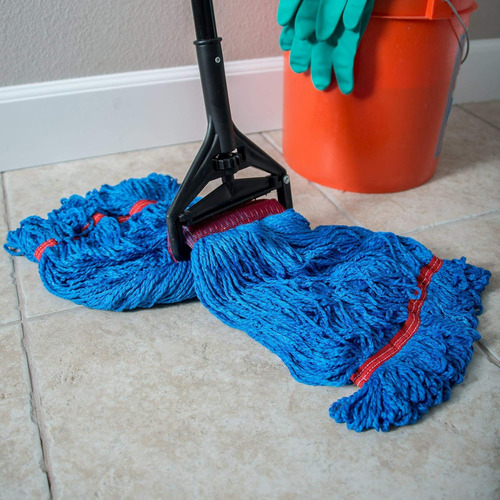 Fregona De Microfibra Con Barra Extensible, Color Azul