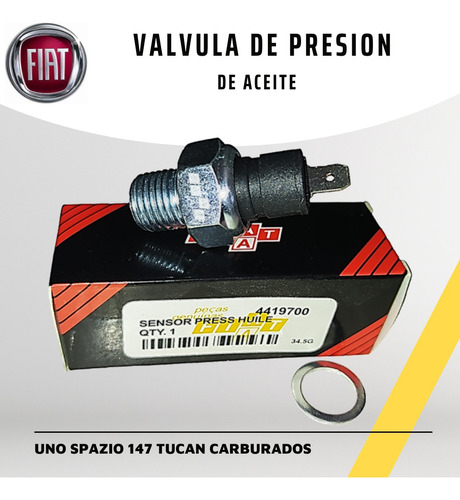 Valvula De Presion De Aceite Fiat Una Spazio Uno 147 Tucan