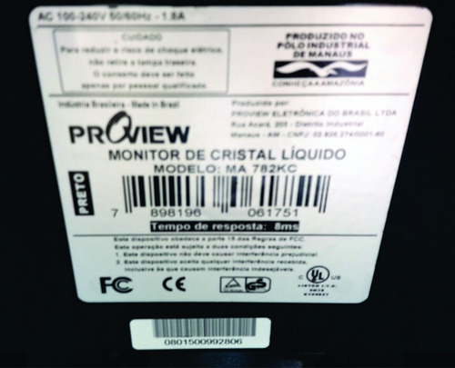 Monitor Proview 17 Ma-782kc Lcd