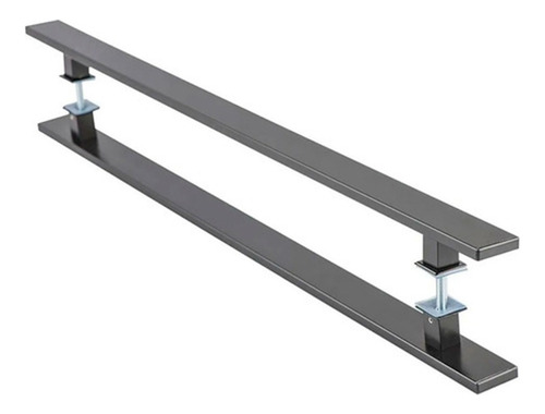 Kit Correr Alumínio Preto 2m + Puxador 50cm Flat Aluminum Pr