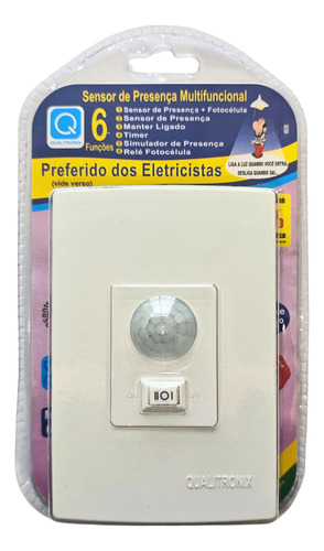 Sensor Presença Infravermelho Embutir 4x2 Qi6 Com Fotocélula
